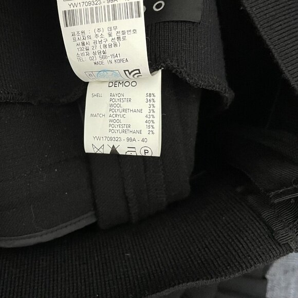 Demoo Parkchoonmoo Black High Rise Wide Leg Pants Wool Blend Size US 6/8 - Picture 8 of 8